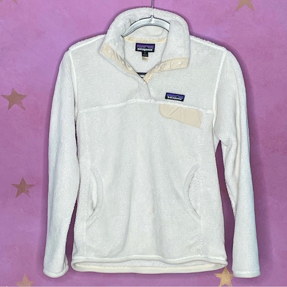 Patagonia Off White Ivory 1/4 Snap Fleece Pullover Jacket Women’s Size Small - Picture 1 of 7